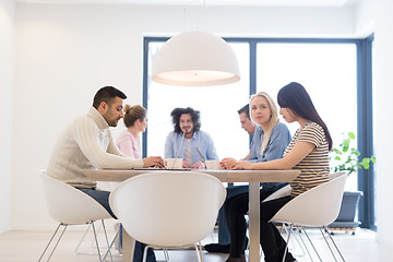 Image showing Startup Business Team At A Meeting at modern office building