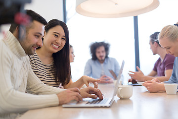 Image showing Startup Business Team At A Meeting at modern office building