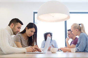 Image showing Startup Business Team At A Meeting at modern office building