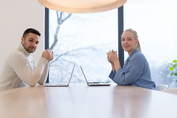 Image showing Startup Business Team At A Meeting at modern office building