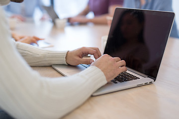 Image showing Startup Business Team At A Meeting at modern office building