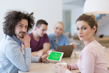 Image showing Startup Business Team At A Meeting at modern office building