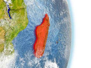 Image showing Madagascar in red on Earth