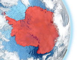Image showing Antarctica in red on Earth