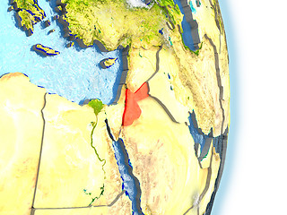 Image showing Jordan in red on Earth