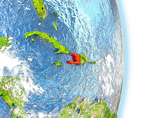 Image showing Haiti in red on Earth