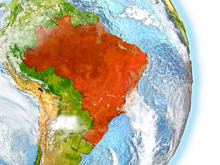 Image showing Brazil in red on Earth