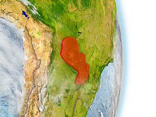 Image showing Paraguay in red on Earth