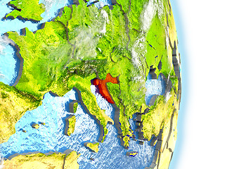 Image showing Croatia in red on Earth