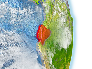 Image showing Ecuador in red on Earth