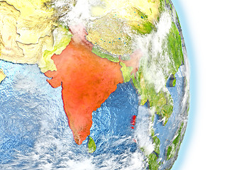 Image showing India in red on Earth