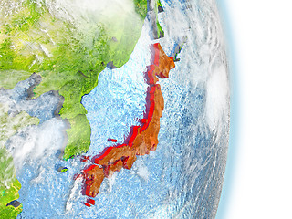 Image showing Japan in red on Earth