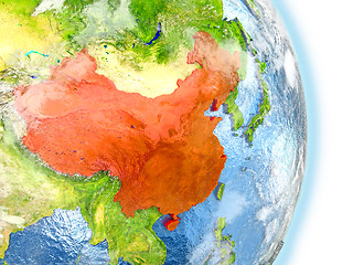 Image showing China in red on Earth