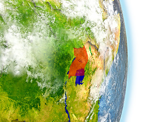 Image showing Uganda in red on Earth