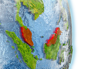 Image showing Malaysia in red on Earth