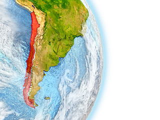 Image showing Chile in red on Earth