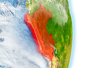 Image showing Peru in red on Earth