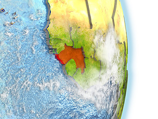 Image showing Guinea in red on Earth