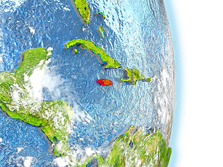 Image showing Jamaica in red on Earth