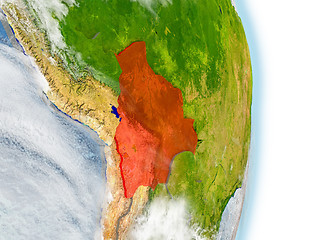 Image showing Bolivia in red on Earth