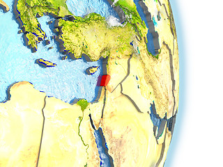 Image showing Lebanon in red on Earth