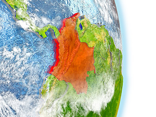 Image showing Colombia in red on Earth