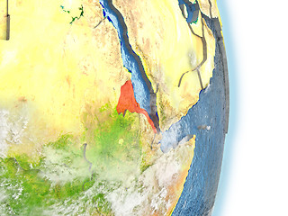 Image showing Eritrea in red on Earth