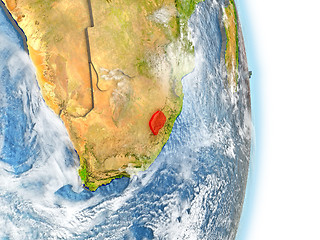 Image showing Lesotho in red on Earth