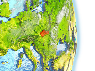 Image showing Slovakia in red on Earth