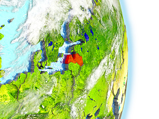 Image showing Latvia in red on Earth