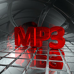 Image showing mp3 tag in abstract futuristic space - 3d rendering