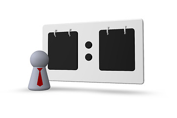 Image showing scoreboard and play figure with tie  on white background - 3d illustration