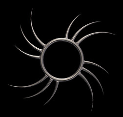 Image showing metal ring with prickles on black background - 3d illustration