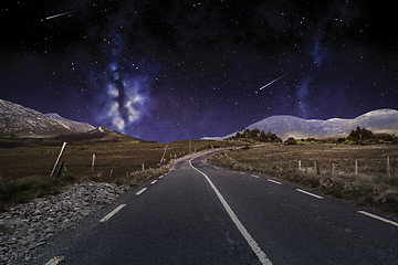 Image showing asphalt road over night sky or space