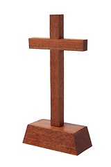 Image showing Wooden cross on white