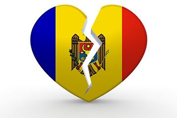 Image showing Broken white heart shape with Moldova flag