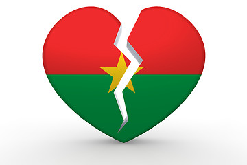 Image showing Broken white heart shape with Burkina Faso flag