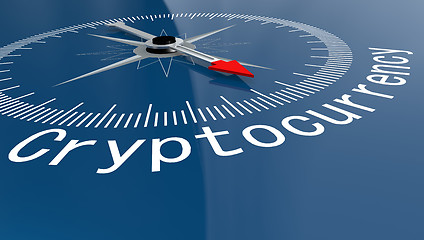 Image showing Blue compass with Cryptocurrency word