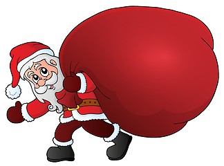 Image showing Santa Claus with big gift bag theme 1