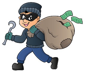 Image showing Thief with bag of money theme 1