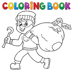 Image showing Coloring book thief with bag of money