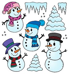 Image showing Stylized snowmen theme drawings 1