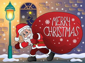 Image showing Santa Claus with big gift bag theme 3