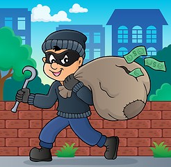 Image showing Thief with bag of money theme 2