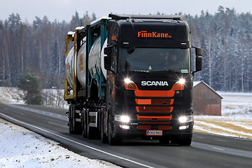 Image showing Beautiful NextGen Scania S500 Tank Transport in Winter 