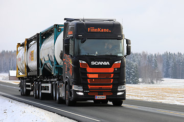 Image showing Scania S500 Tank Container Transport in Winter