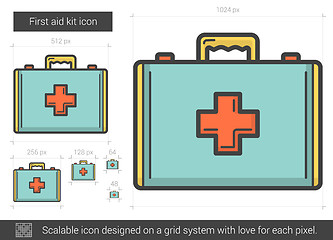 Image showing First aid kit line icon.