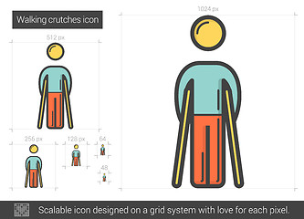 Image showing Walking crutches line icon.