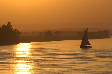 Image showing Sailing sunset