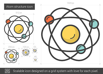 Image showing Atom structure line icon.